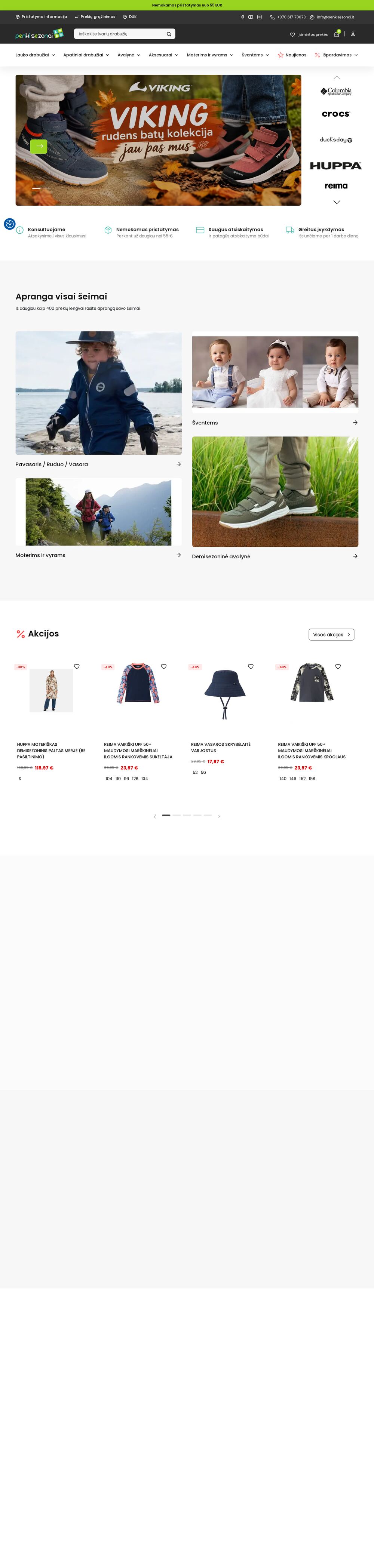 penkisezonai.lt — e-mail marketing, site et publicité Facebook pour une e-boutique de vêtements — capture d'écran du site