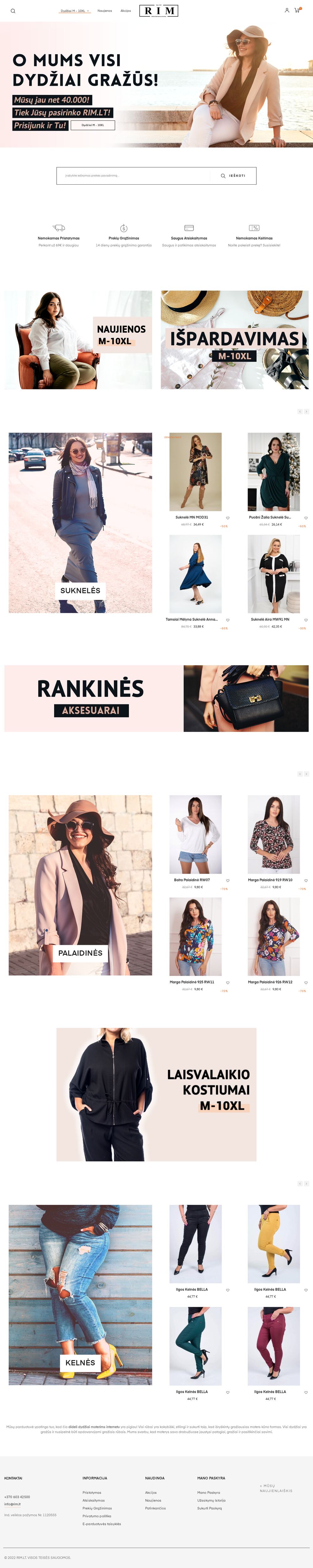 rim.lt — boutique de vêtements pour femmes RIM — capture d'écran du site