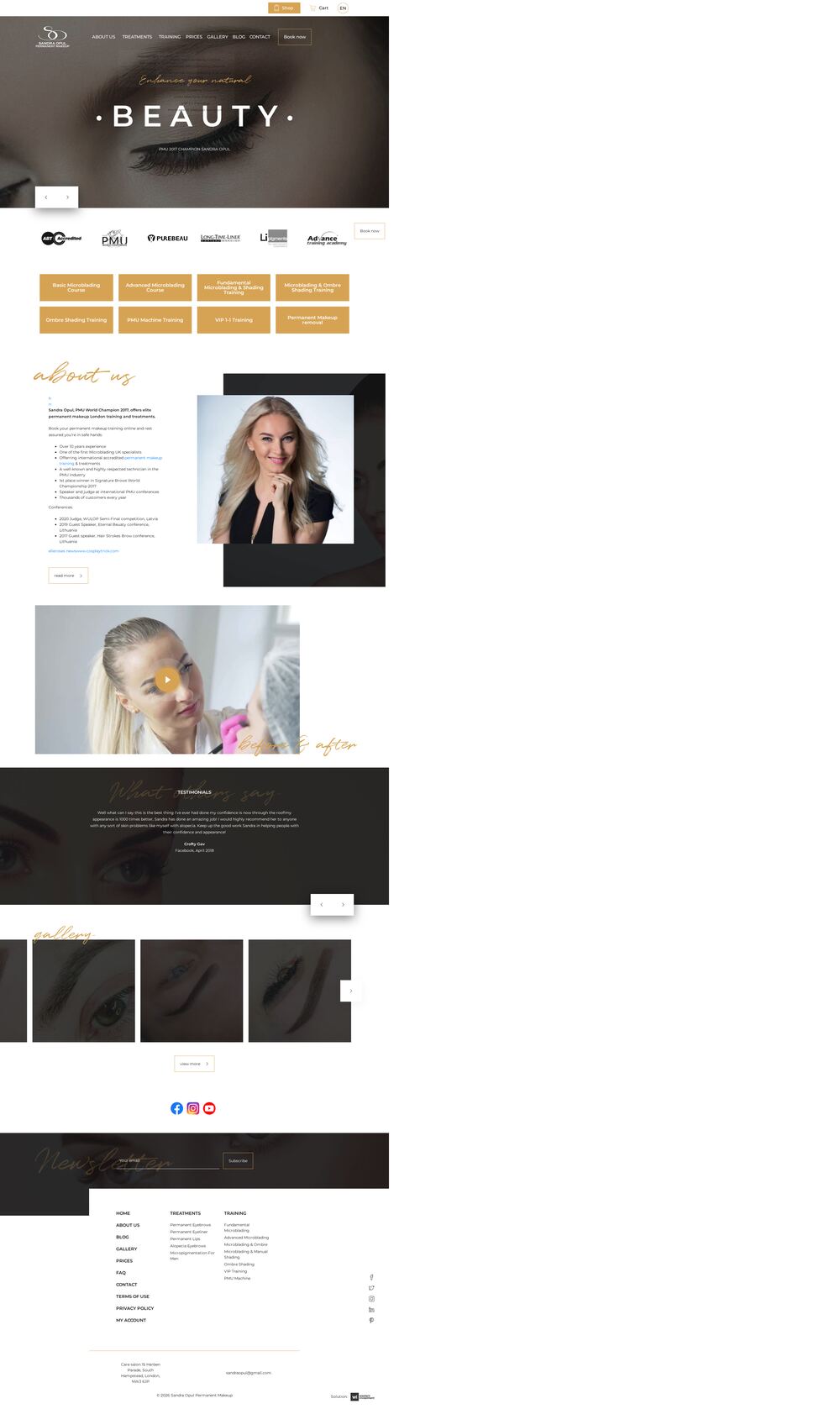 sandrapermanentmakeup.co.uk — maquillage permanent à Londres — capture d'écran du site